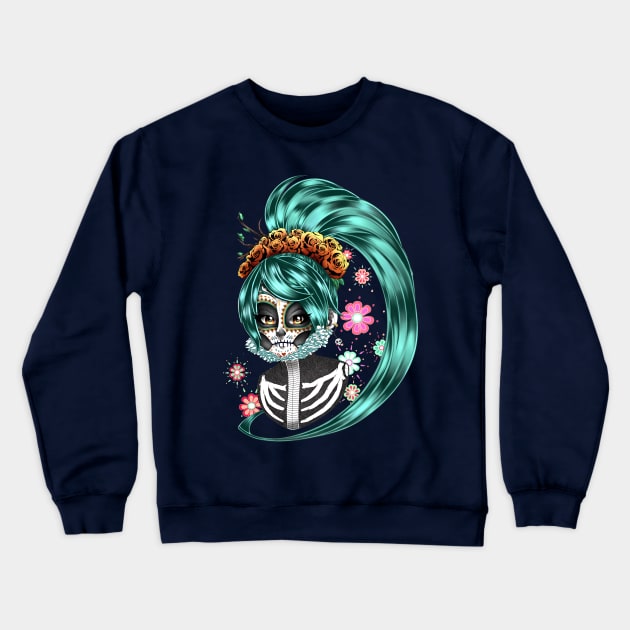 Los Muertos Turquoise Crewneck Sweatshirt by sarahchibi